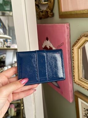 Coach Glossy Navy Patent Leather Card Holder